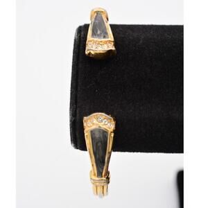 KJL For Avon Vintage Cuff Bangle Bracelet Rhinestone Enamel Signed AS IS BinAW